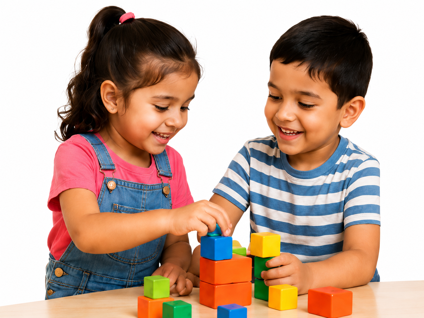 Happy preschool children exploring and playing together